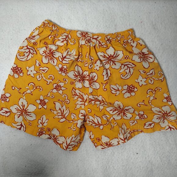 VINTAGE Patagonia Baggies Womens Orange Yellow Hibiscus Floral Print Swim Trunks - Picture 4 of 13